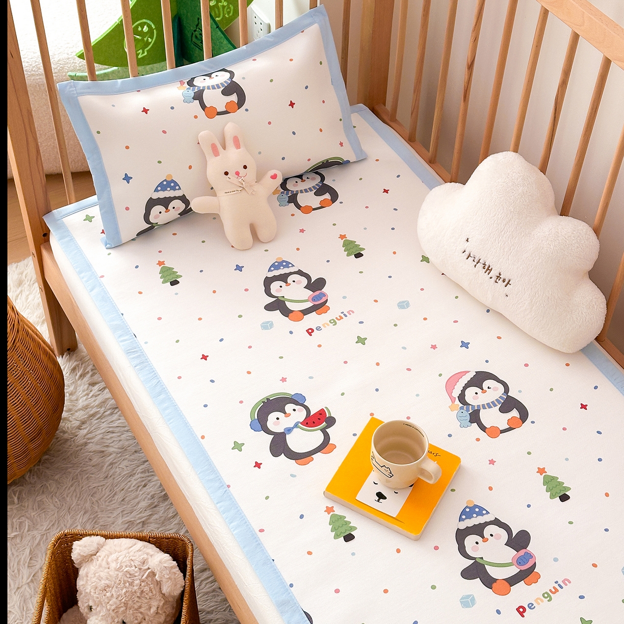 91家纺网 家纺一手货源 找家纺 （总）嗨生活 2026新款600D冰丝凉席儿童婴儿床凉席幼儿园凉席拼床凉席席子