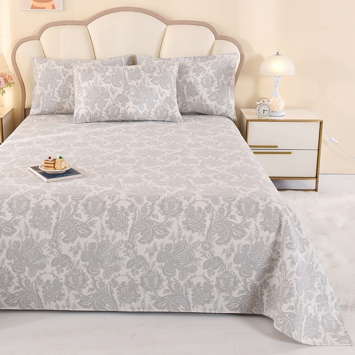 91家纺网 家纺一手货源 找家纺 2026新款细纱老粗布床单床笠凉席席子三件套 兰颂