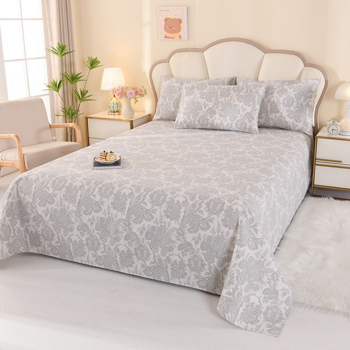 91家纺网 家纺一手货源 找家纺 2026新款细纱老粗布床单床笠凉席席子三件套 兰颂