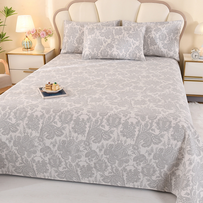 91家纺网 家纺一手货源 找家纺 2026新款细纱老粗布床单床笠凉席席子三件套 兰颂