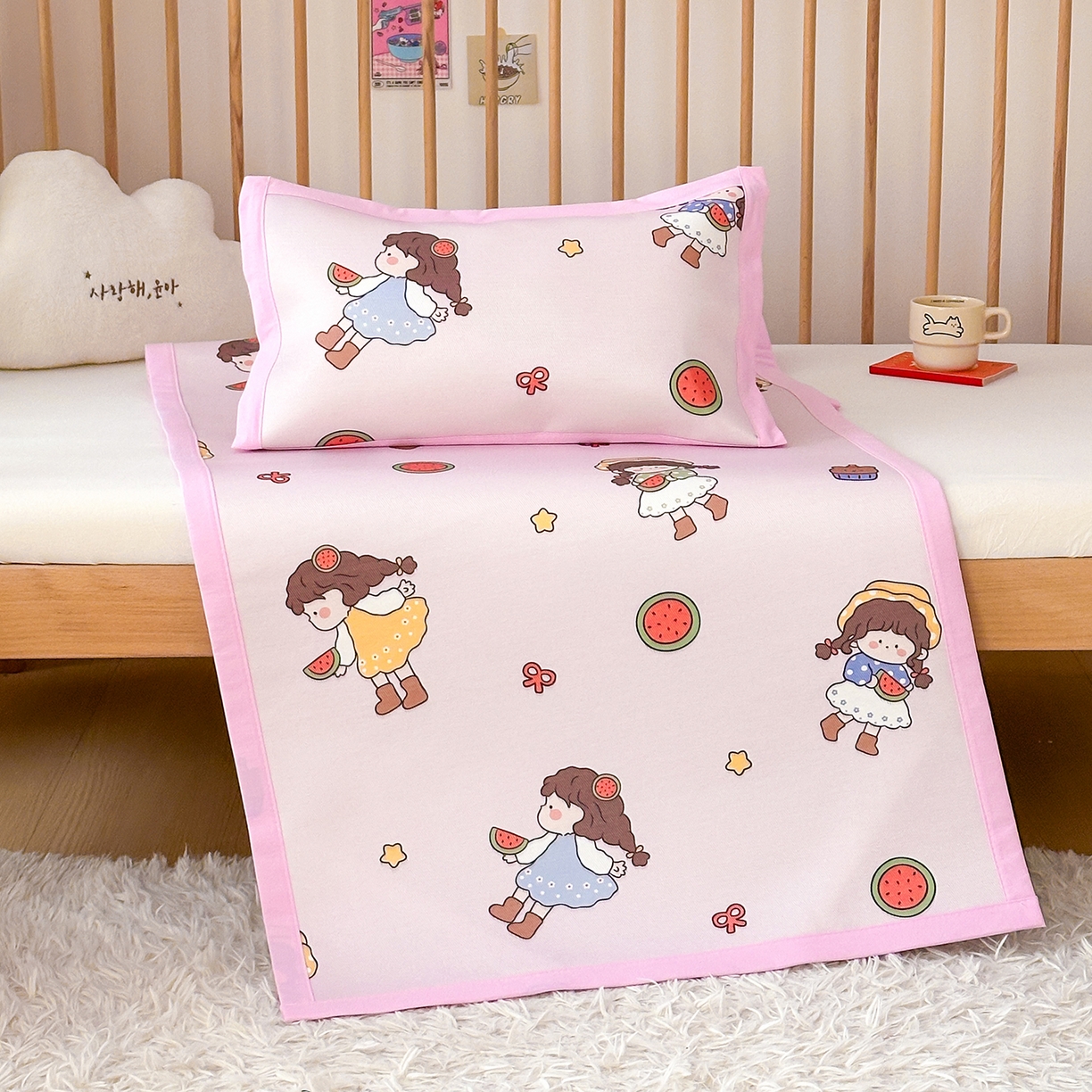 91家纺网 家纺一手货源 找家纺 （总）嗨生活 2026新款600D冰丝凉席儿童婴儿床凉席幼儿园凉席拼床凉席席子