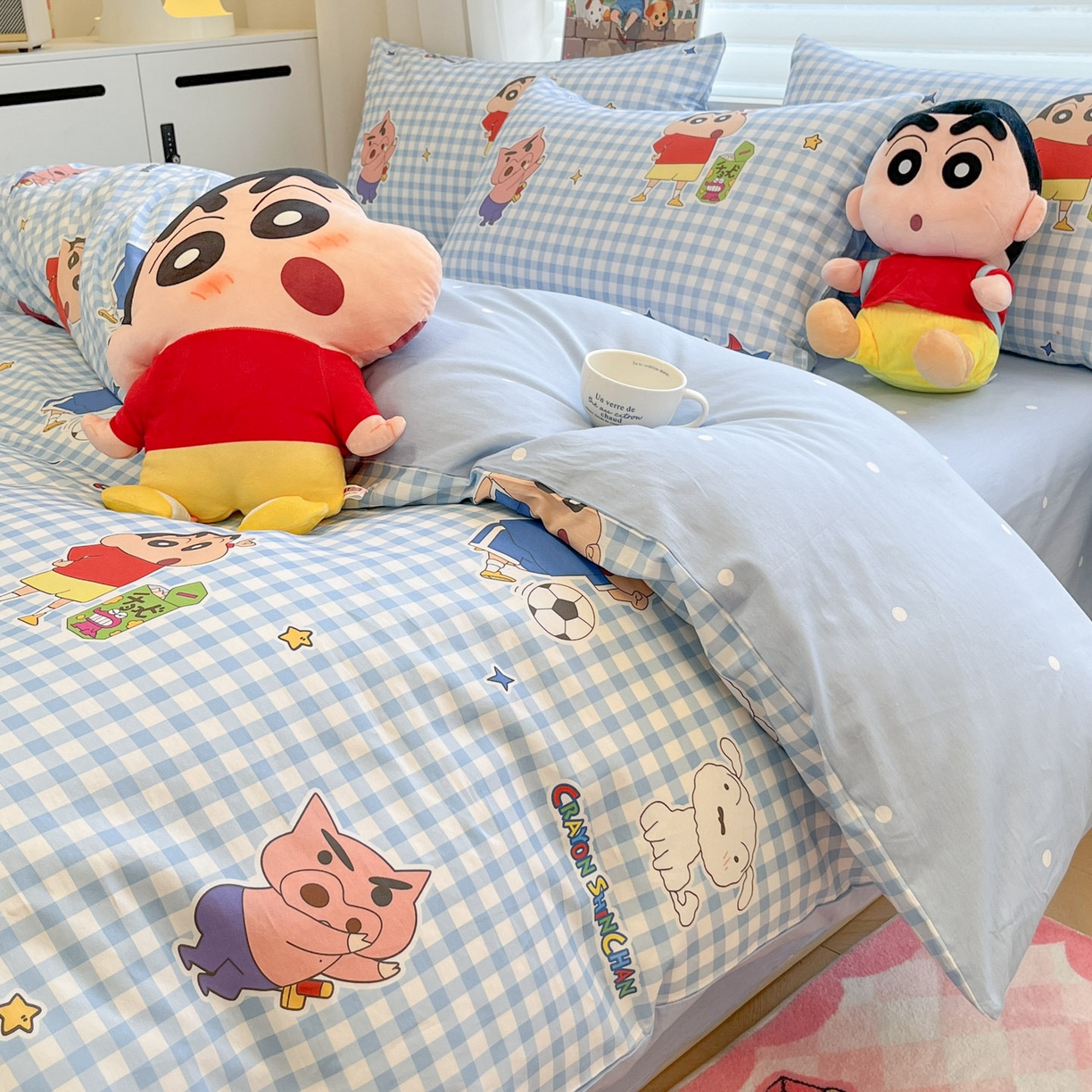 91家纺网 家纺一手货源 找家纺 （总）暮思家居 2026春夏新款正版授权蜡笔小新全棉纯棉四件套系列