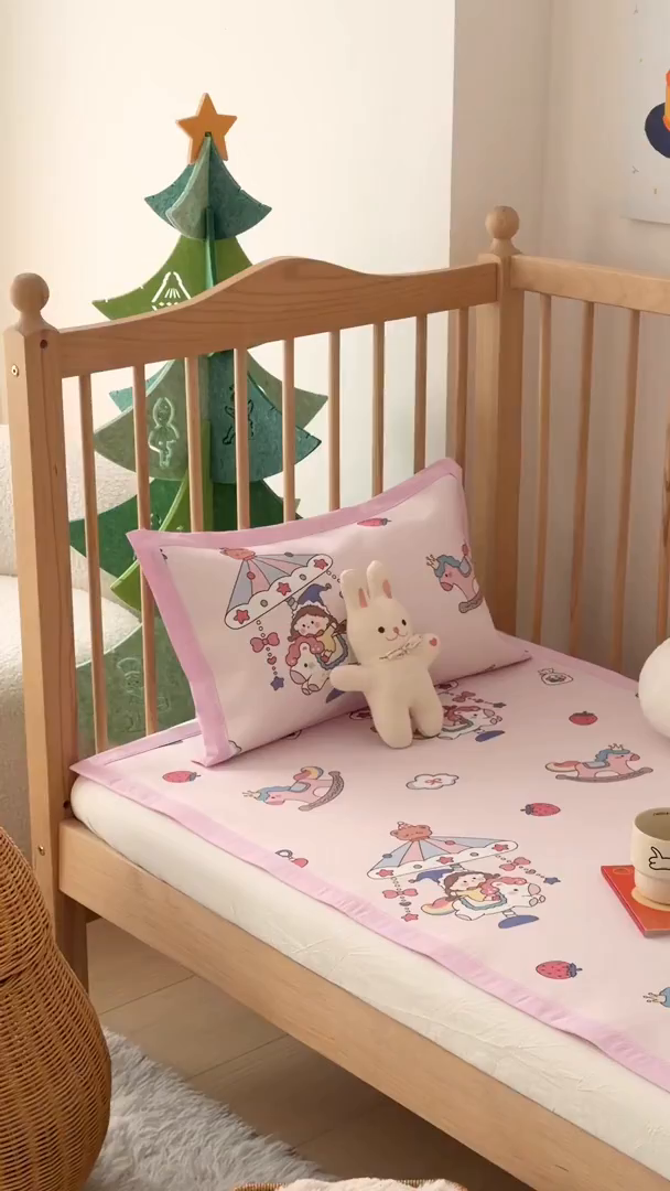 91家纺网 家纺一手货源 找家纺 嗨生活 2026新款600D冰丝凉席儿童婴儿床凉席幼儿园凉席拼床凉席席子 公主女孩