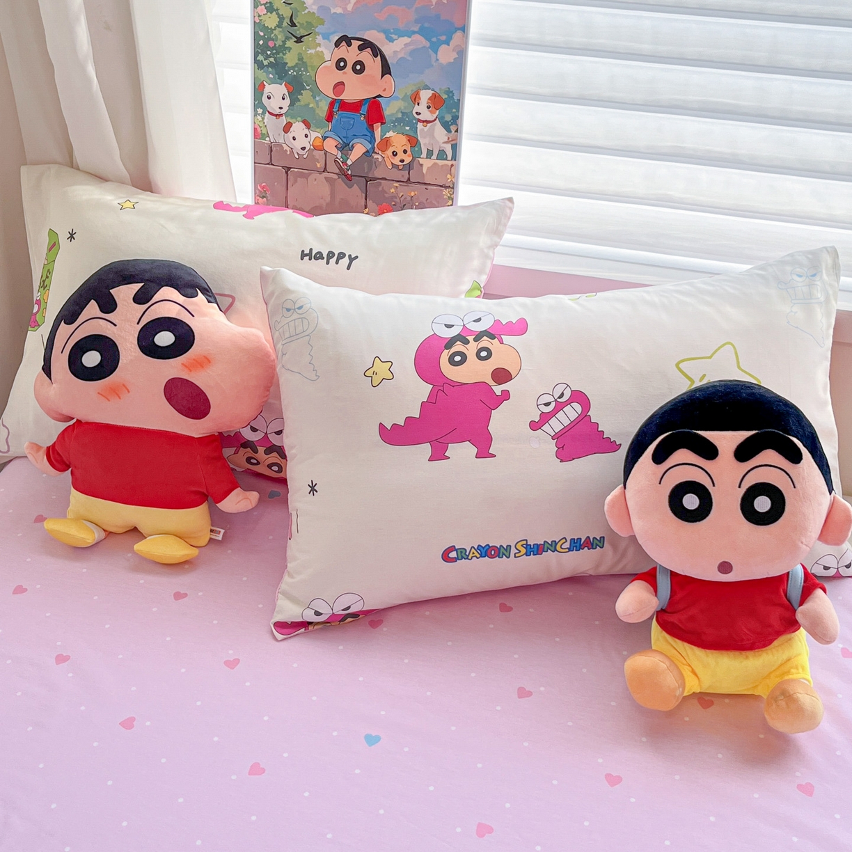 91家纺网 家纺一手货源 找家纺 暮思家居 2026春夏新款正版授权蜡笔小新全棉纯棉四件套系列 百变小新