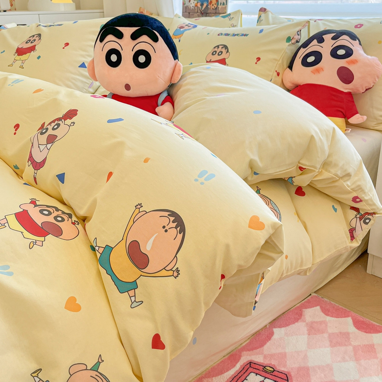 91家纺网 家纺一手货源 找家纺 （总）暮思家居 2026春夏新款正版授权蜡笔小新全棉纯棉四件套系列