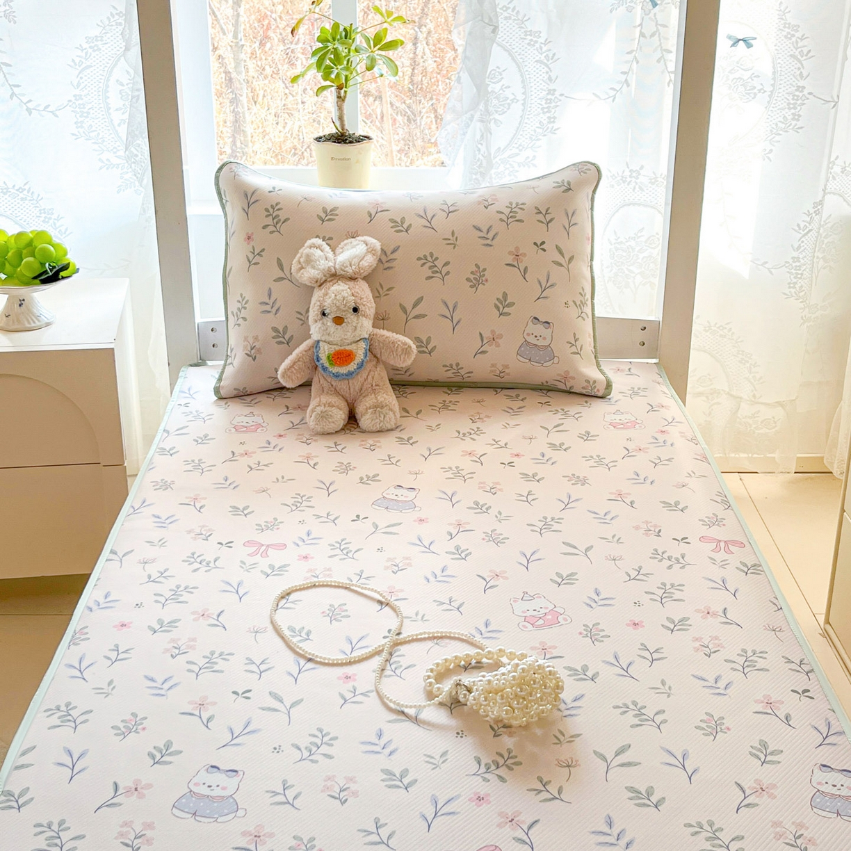 91家纺网 家纺一手货源 找家纺 川悦生活 2026新款凉感冰丝席小阪凉感冰丝数码印花席学生床 席春日小狗