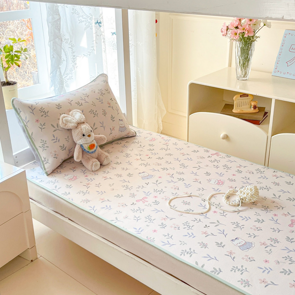 91家纺网 家纺一手货源 找家纺 川悦生活 2026新款凉感冰丝席小阪凉感冰丝数码印花席学生床 席春日小狗