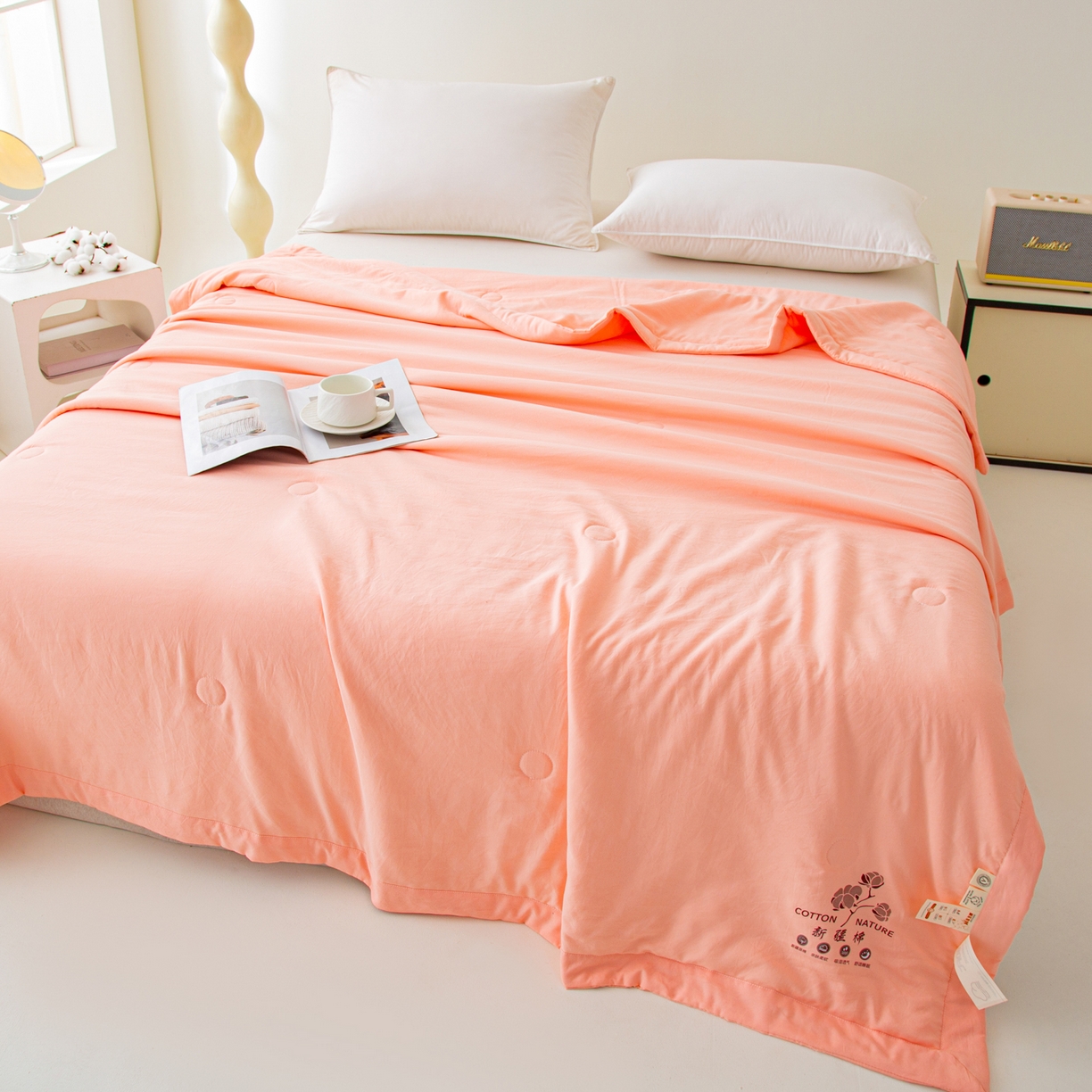 91家纺网 家纺一手货源 找家纺 美之润家纺 2026新款纯色棉花夏被 夏屿-少女粉