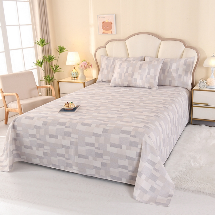 91家纺网 家纺一手货源 找家纺 2026新款细纱老粗布床单床笠凉席席子三件套 恋格