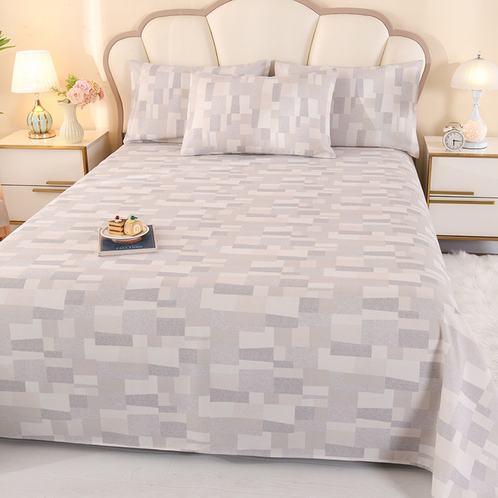 91家纺网 家纺一手货源 找家纺 2026新款细纱老粗布床单床笠凉席席子三件套 恋格