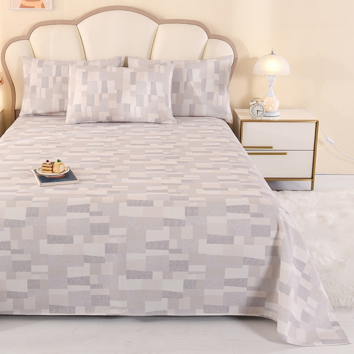 91家纺网 家纺一手货源 找家纺 2026新款细纱老粗布床单床笠凉席席子三件套 恋格