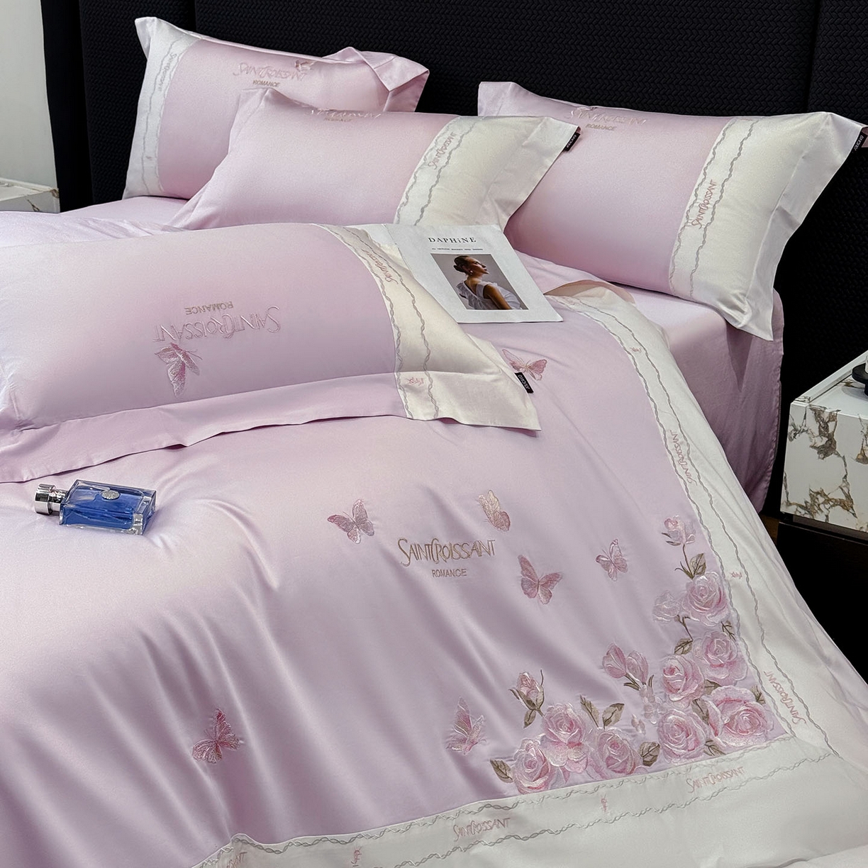 91家纺网 家纺一手货源 找家纺 （总）2026爆款新品A类50S双股长绒棉纯棉四件套100全棉重工花卉刺绣被套床单床笠小清新床上用品溪畔玫瑰