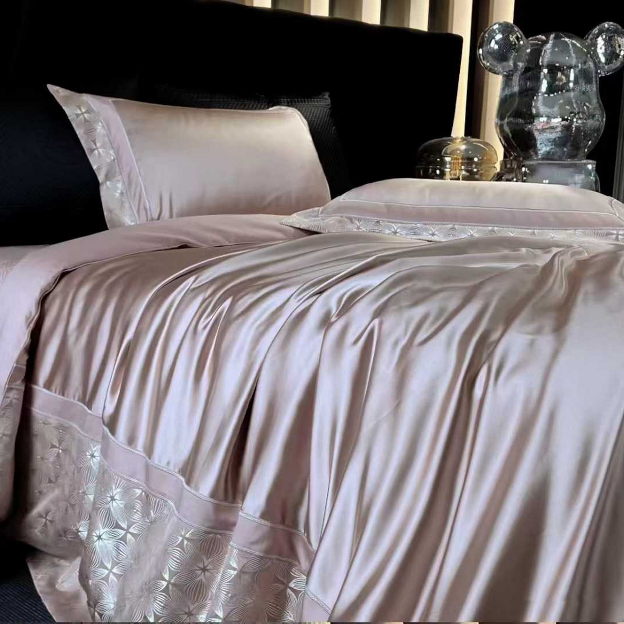 edra 2026新款真丝天丝轻奢软浮雕床盖款四件套-真丝浮雕 真丝浮雕-粉