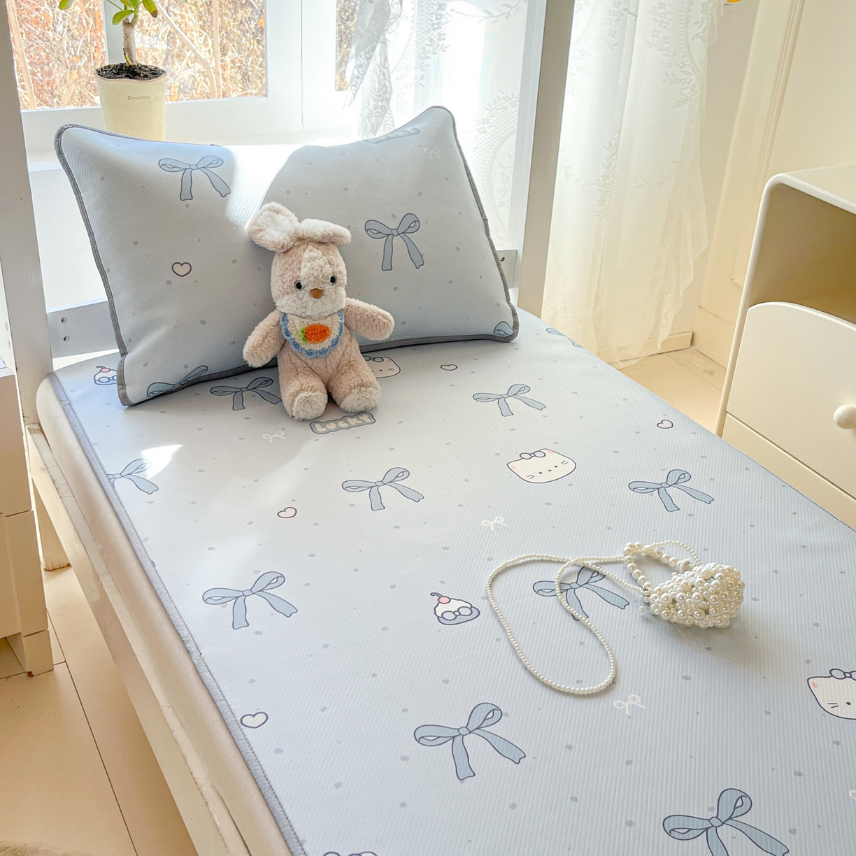 91家纺网 家纺一手货源 找家纺 川悦生活 2026新款凉感冰丝席小阪凉感冰丝数码印花席学生床 席海盐小咪