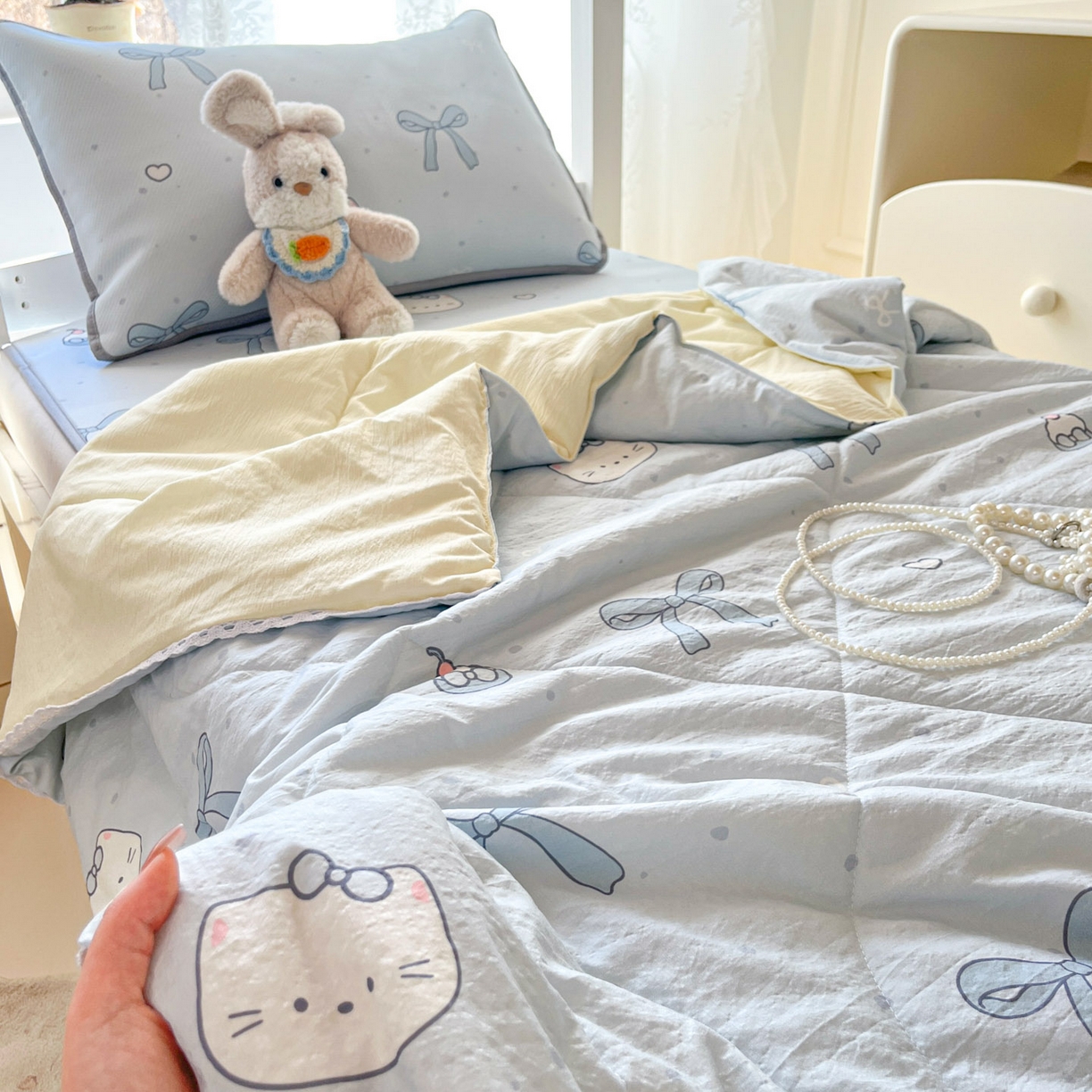 91家纺网 家纺一手货源 找家纺 川悦生活 2026新款凉感冰丝席小阪凉感冰丝数码印花席学生床 席海盐小咪