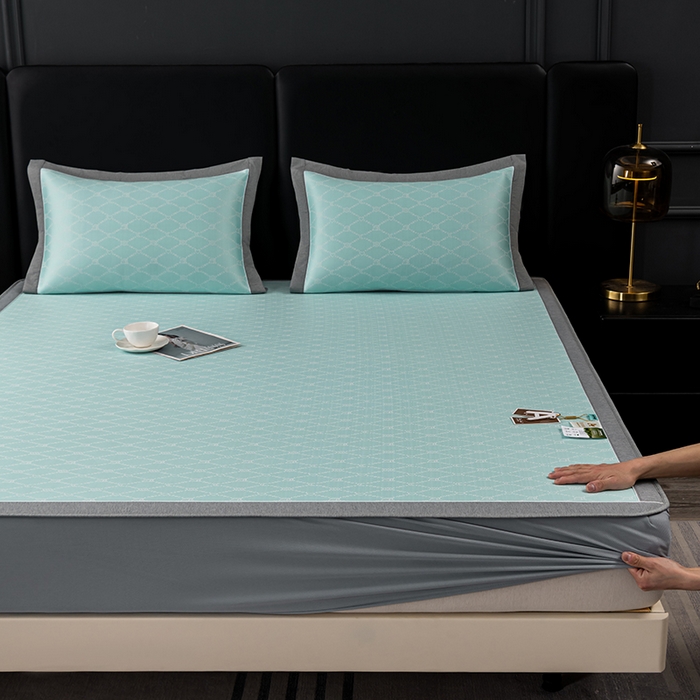 91家纺网 家纺一手货源 找家纺 （总）小牛席业 2026新款轻奢风-月亮爱心PE凉感冰丝席系列（床笠款）凉席藤席冰藤席冰丝席竹席乳胶席凉感豆豆席