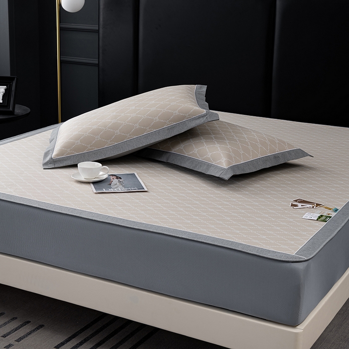 91家纺网 家纺一手货源 找家纺 （总）小牛席业 2026新款轻奢风-月亮爱心PE凉感冰丝席系列（床笠款）凉席藤席冰藤席冰丝席竹席乳胶席凉感豆豆席