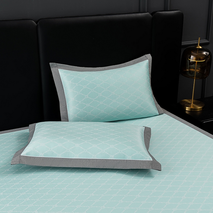 91家纺网 家纺一手货源 找家纺 小牛席业 2026新款轻奢风-月亮爱心PE凉感冰丝席系列（床笠款）凉席藤席冰藤席冰丝席竹席乳胶席凉感豆豆席 湖蓝