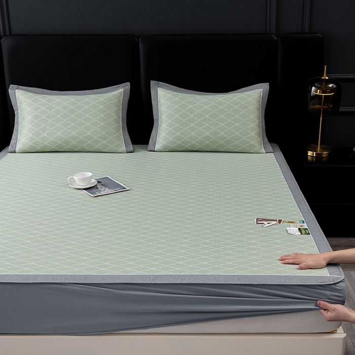 小牛席业 2026新款轻奢风-月亮爱心PE凉感冰丝席系列（床笠款）凉席藤席冰藤席冰丝席竹席乳胶席凉感豆豆席 绿色