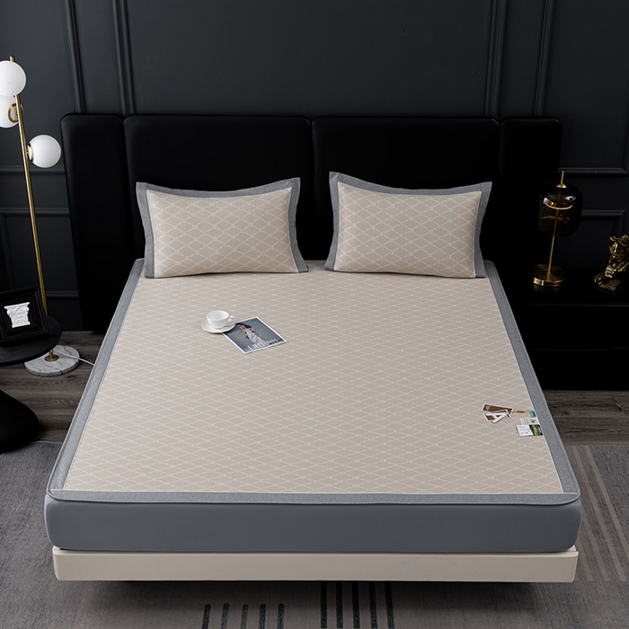 91家纺网 家纺一手货源 找家纺 小牛席业 2026新款轻奢风-月亮爱心PE凉感冰丝席系列（床笠款）凉席藤席冰藤席冰丝席竹席乳胶席凉感豆豆席 香槟