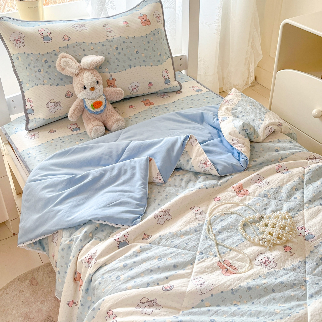 川悦生活 2026新款凉感冰丝席小阪凉感冰丝数码印花席学生床 席花田乐园