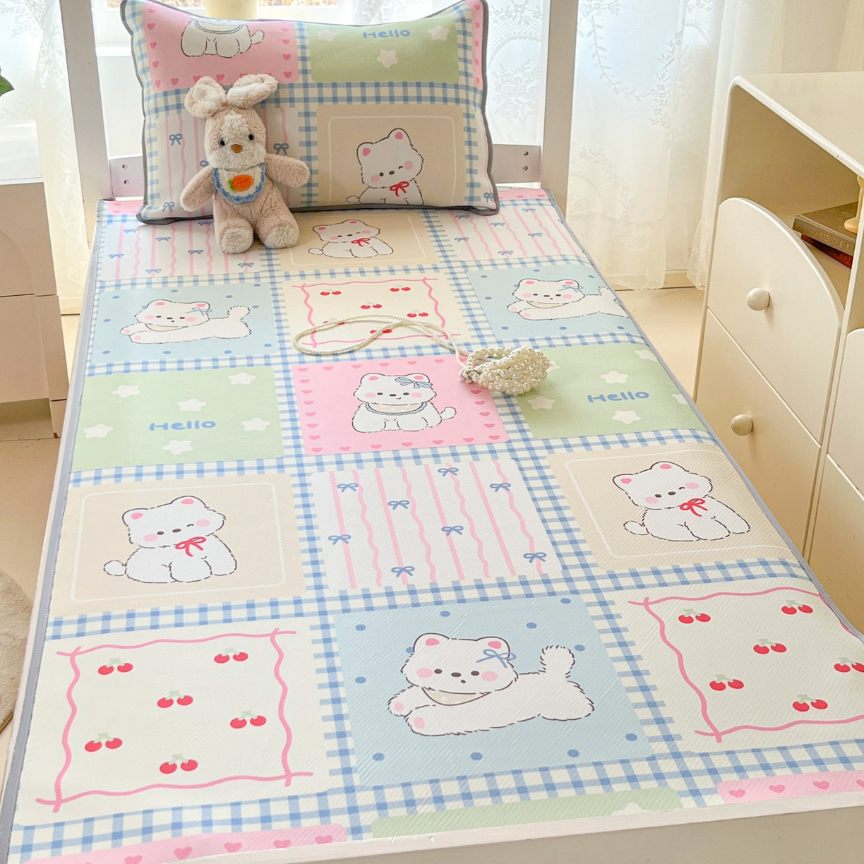 91家纺网 家纺一手货源 找家纺 川悦生活 2026新款凉感冰丝席小阪凉感冰丝数码印花席学生床 席画画西高地