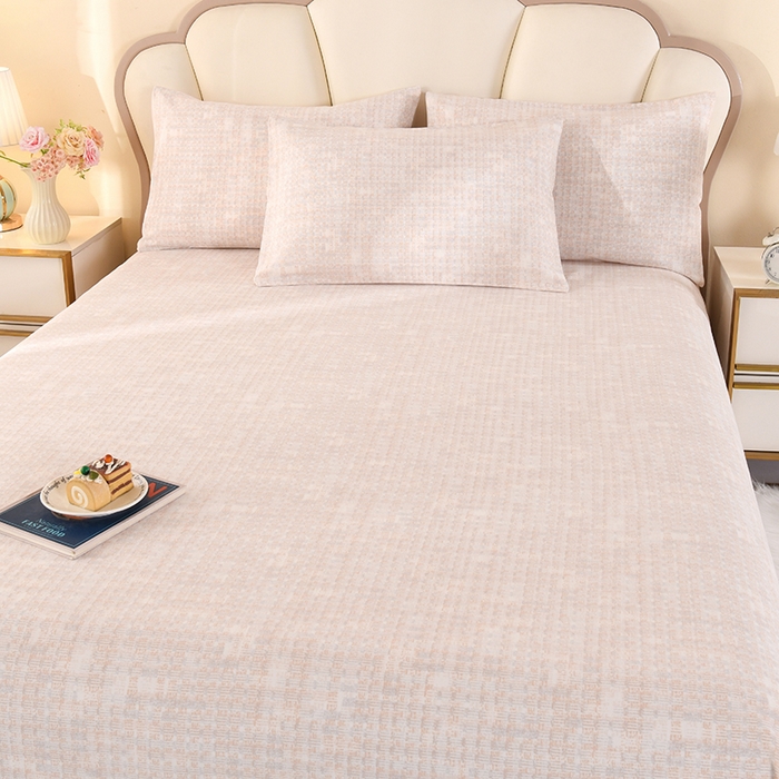 91家纺网 家纺一手货源 找家纺 2026新款细纱老粗布床单床笠凉席席子三件套 柔格