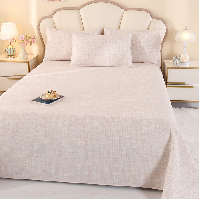 91家纺网 家纺一手货源 找家纺 2026新款细纱老粗布床单床笠凉席席子三件套 柔格