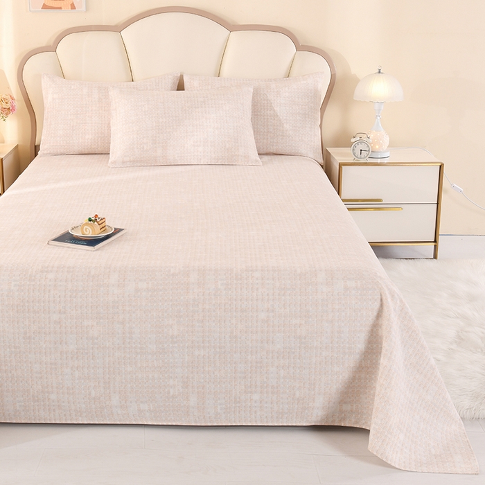 91家纺网 家纺一手货源 找家纺 2026新款细纱老粗布床单床笠凉席席子三件套 柔格