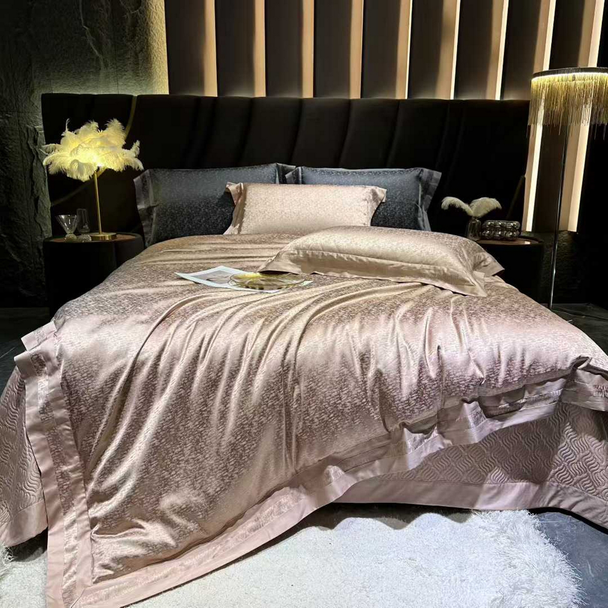 91家纺网 家纺一手货源 找家纺 （总）edra 2026新款真丝天丝轻奢提花床盖款四件套-魅