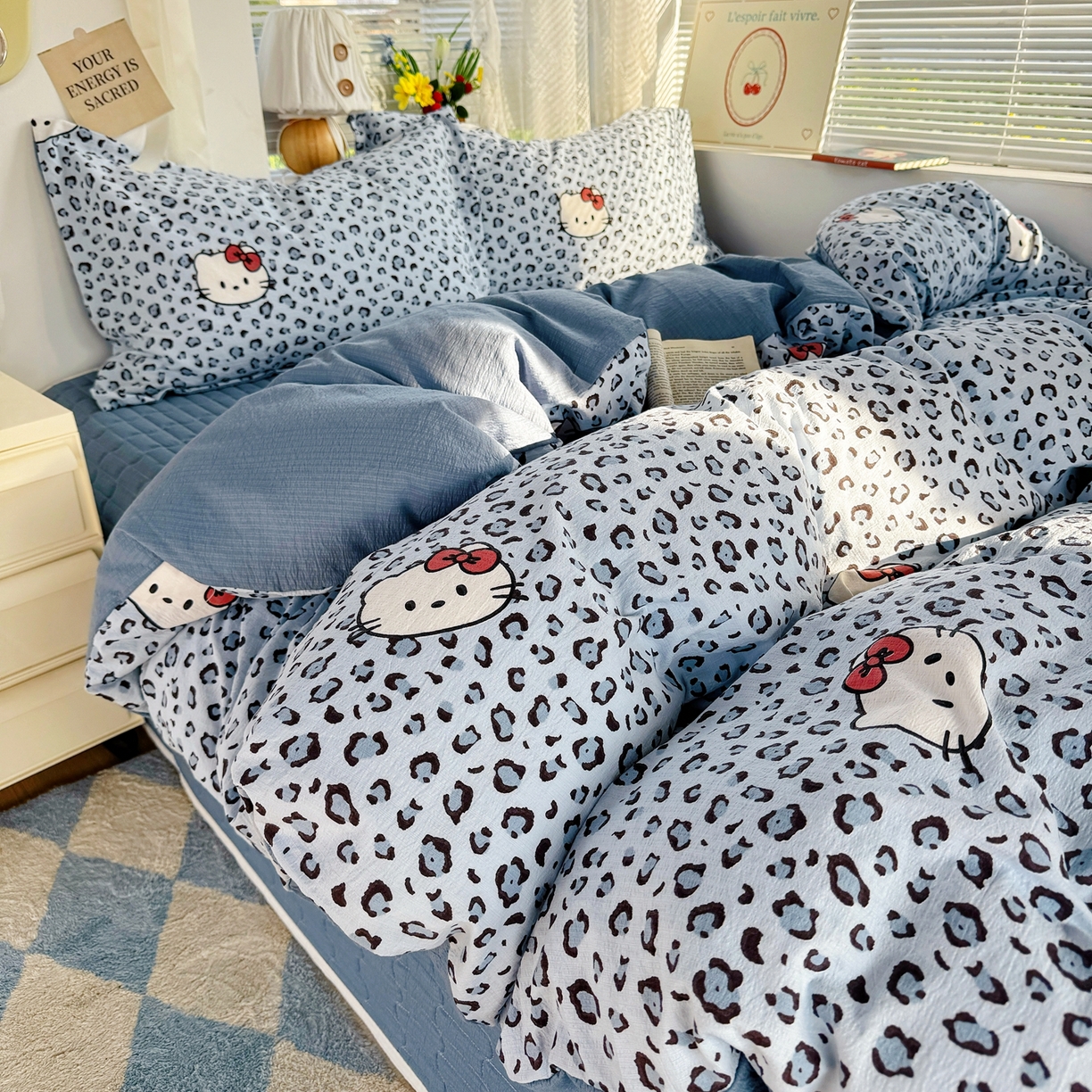 91家纺网 家纺一手货源 找家纺 （总）麦朵家居 2026新款双层皱皱纱仿棉床盖款四件套水洗棉小清新三件套