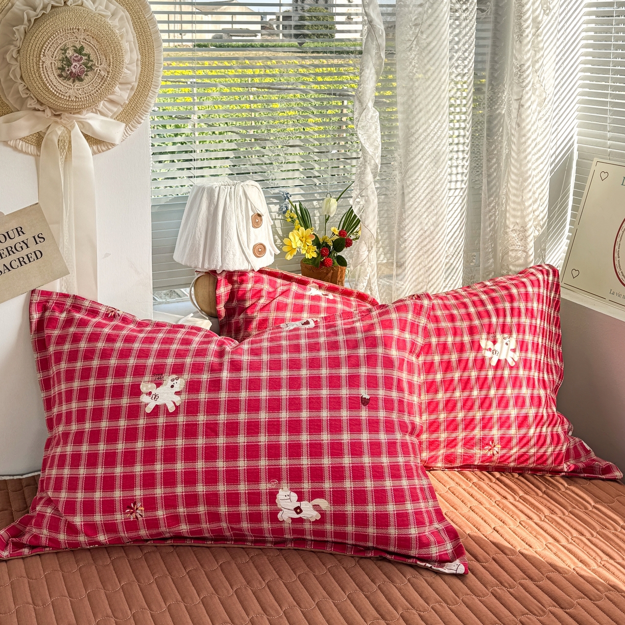 91家纺网 家纺一手货源 找家纺 麦朵家居 2026新款双层皱皱纱仿棉床盖款四件套水洗棉小清新三件套 福瑞小马