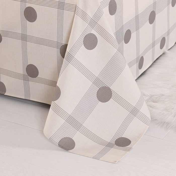 91家纺网 家纺一手货源 找家纺 2026新款细纱老粗布床单床笠凉席席子三件套 时尚波点