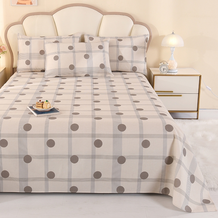 91家纺网 家纺一手货源 找家纺 2026新款细纱老粗布床单床笠凉席席子三件套 时尚波点