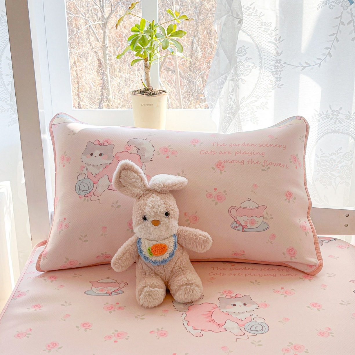 91家纺网 家纺一手货源 找家纺 川悦生活 2026新款凉感冰丝席小阪凉感冰丝数码印花席学生床 席喵萝花园