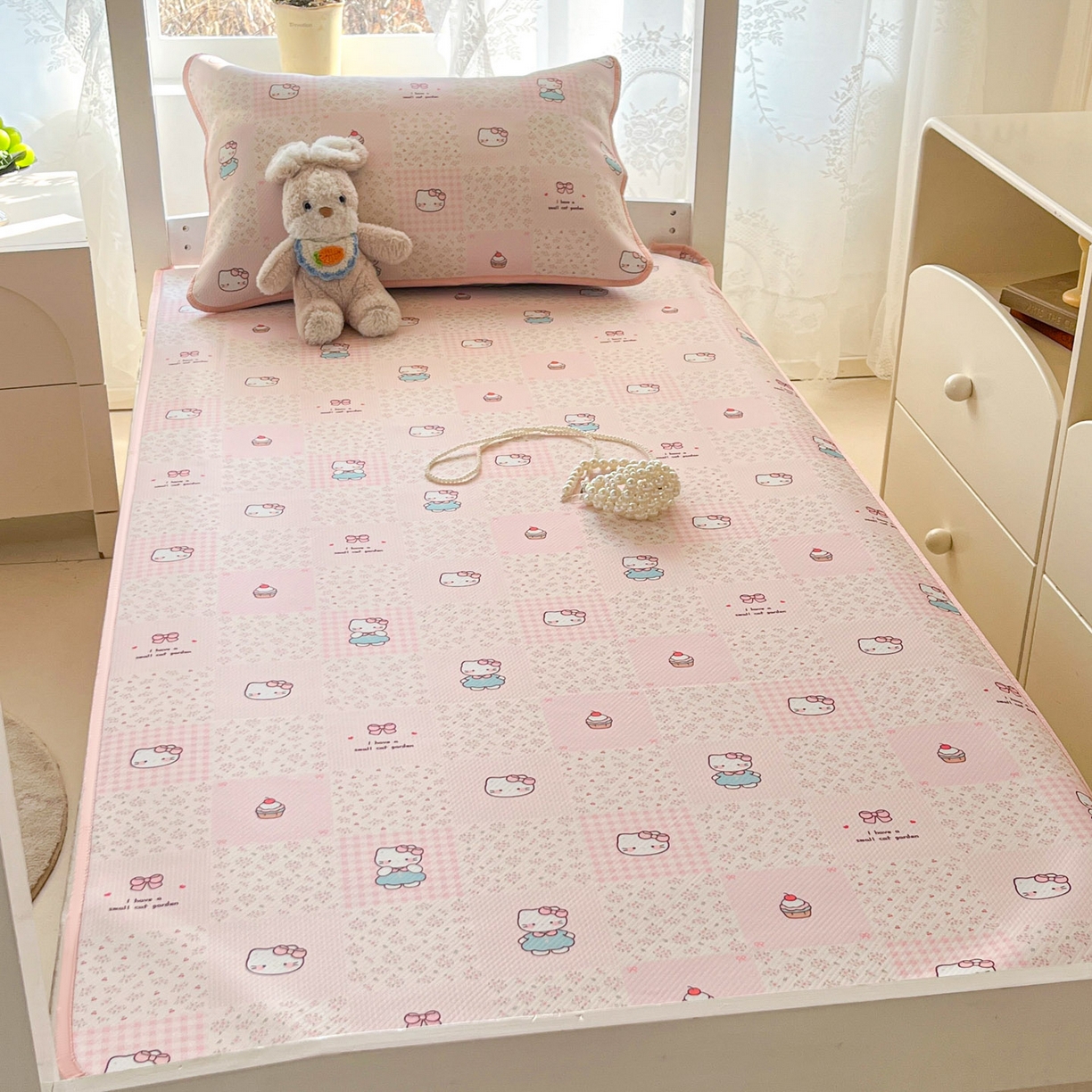 91家纺网 家纺一手货源 找家纺 川悦生活 2026新款凉感冰丝席小阪凉感冰丝数码印花席学生床 席奶油糕糕喵