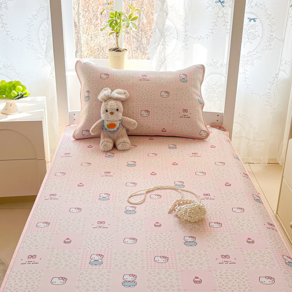 91家纺网 家纺一手货源 找家纺 川悦生活 2026新款凉感冰丝席小阪凉感冰丝数码印花席学生床 席奶油糕糕喵