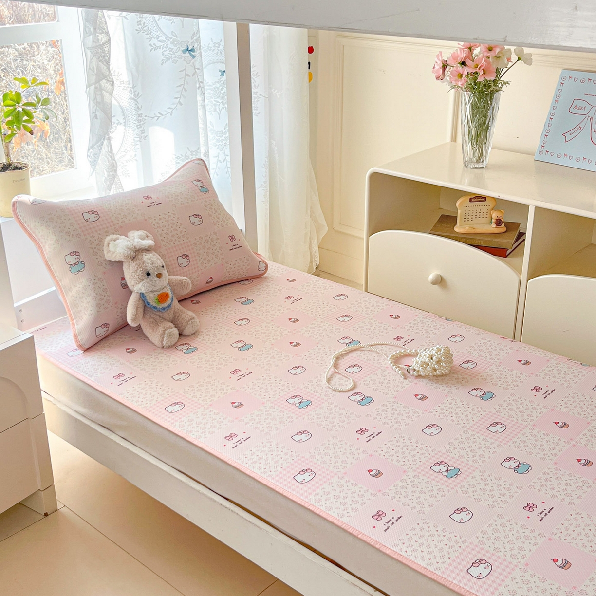 91家纺网 家纺一手货源 找家纺 川悦生活 2026新款凉感冰丝席小阪凉感冰丝数码印花席学生床 席奶油糕糕喵