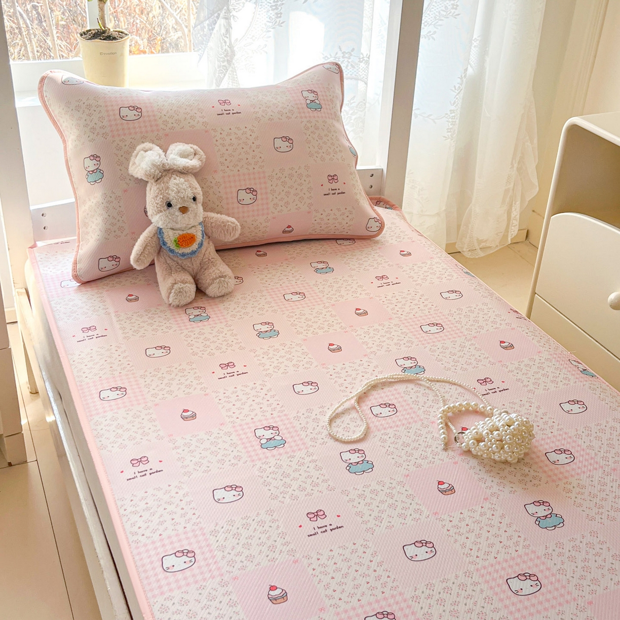 91家纺网 家纺一手货源 找家纺 川悦生活 2026新款凉感冰丝席小阪凉感冰丝数码印花席学生床 席奶油糕糕喵