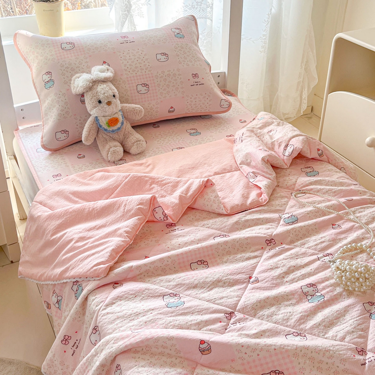 川悦生活 2026新款凉感冰丝席小阪凉感冰丝数码印花席学生床 席奶油糕糕喵