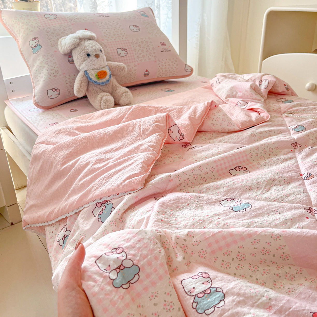 91家纺网 家纺一手货源 找家纺 川悦生活 2026新款凉感冰丝席小阪凉感冰丝数码印花席学生床 席奶油糕糕喵