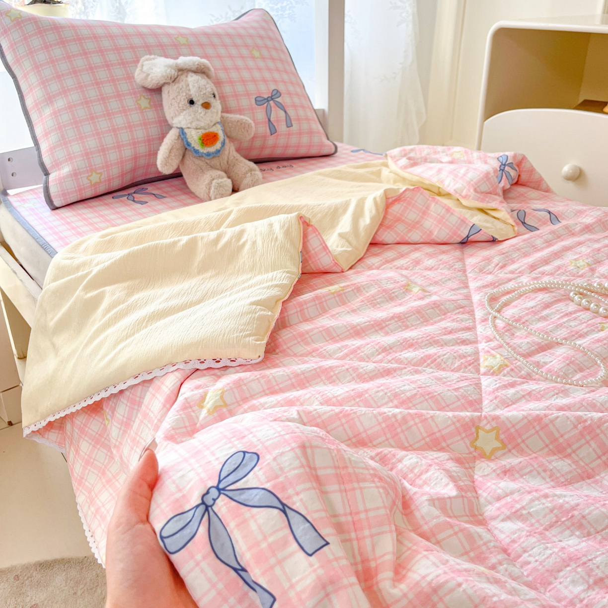 91家纺网 家纺一手货源 找家纺 川悦生活 2026新款凉感冰丝席小阪凉感冰丝数码印花席学生床 席奶油可盐