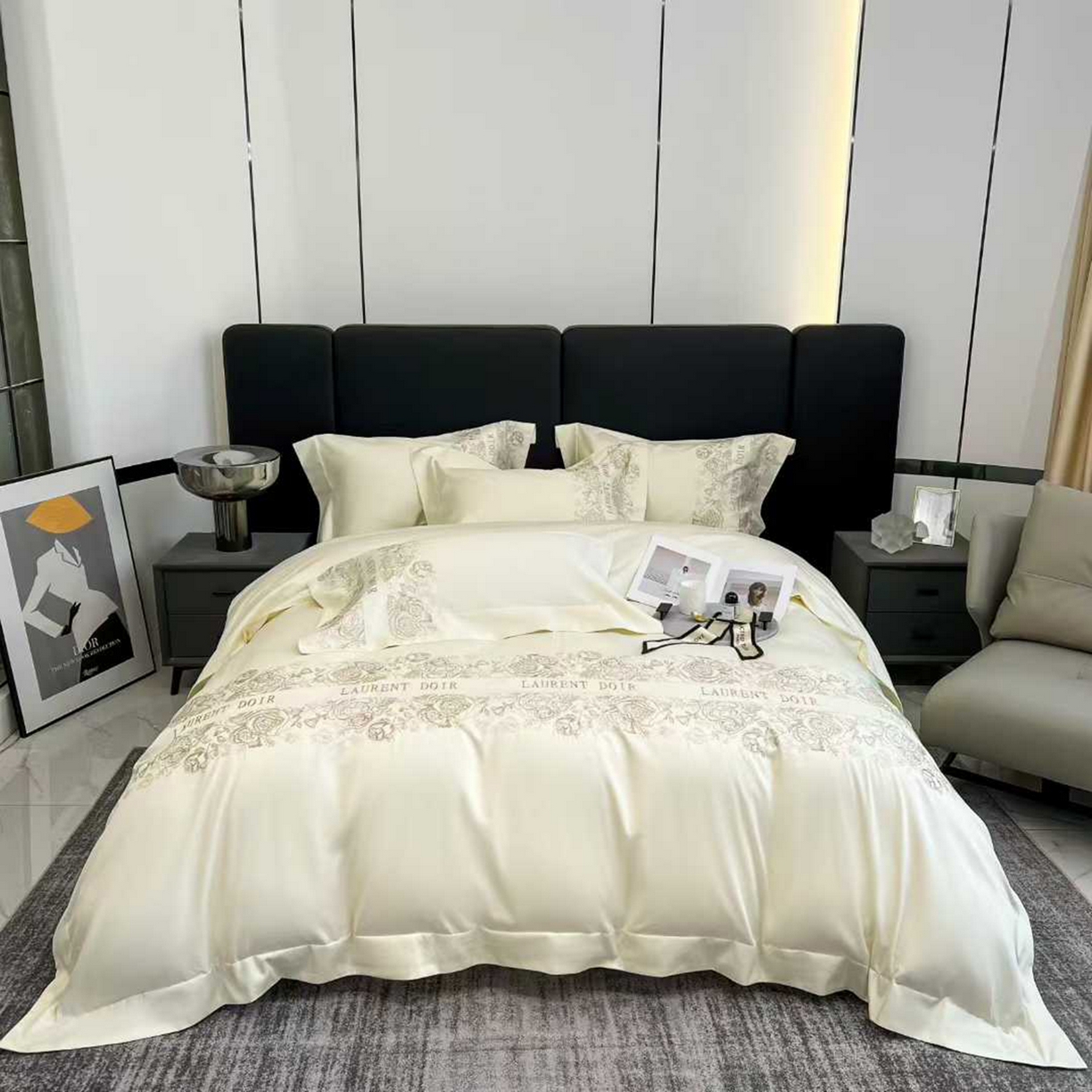 91家纺网 家纺一手货源 找家纺 （总）edra 2026新款纯棉长绒棉轻奢刺绣床盖款四件套-迪奥