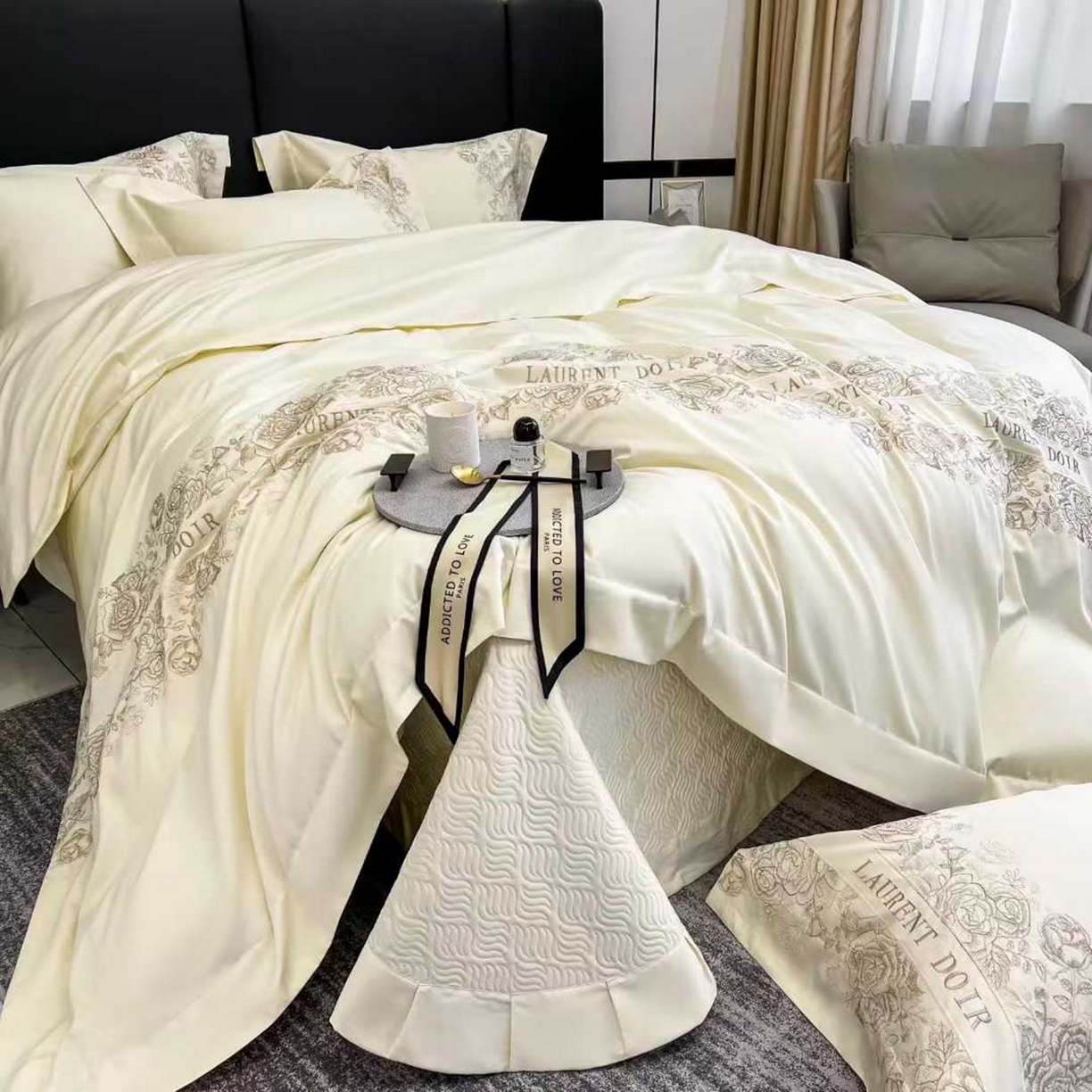 91家纺网 家纺一手货源 找家纺 （总）edra 2026新款纯棉长绒棉轻奢刺绣床盖款四件套-迪奥