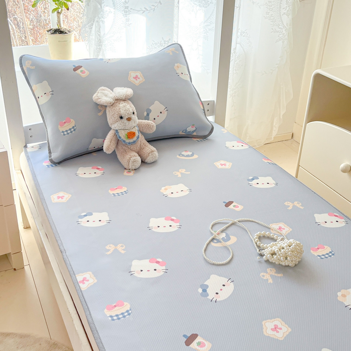 91家纺网 家纺一手货源 找家纺 川悦生活 2026新款凉感冰丝席小阪凉感冰丝数码印花席学生床 席汽水小咪