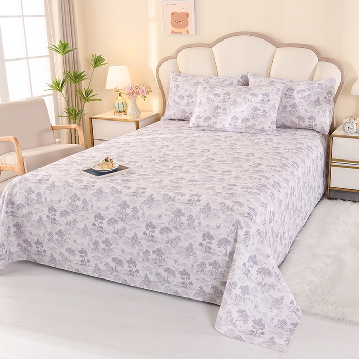 91家纺网 家纺一手货源 找家纺 2026新款细纱老粗布床单床笠凉席席子三件套 素林织棉