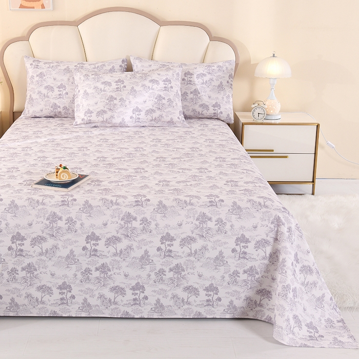 91家纺网 家纺一手货源 找家纺 2026新款细纱老粗布床单床笠凉席席子三件套 素林织棉