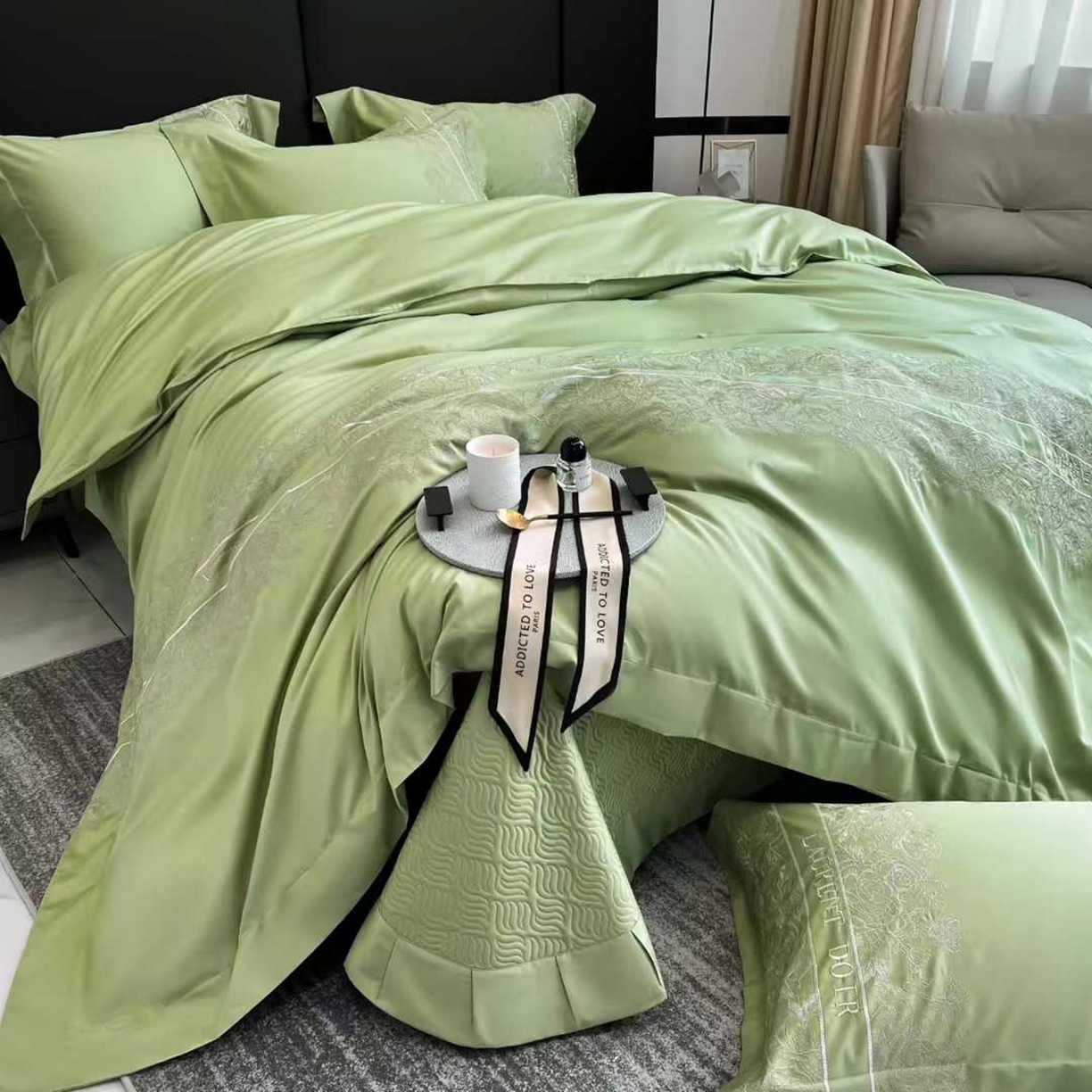 91家纺网 家纺一手货源 找家纺 （总）edra 2026新款纯棉长绒棉轻奢刺绣床盖款四件套-迪奥