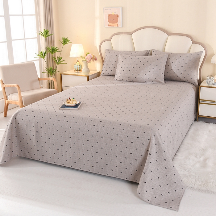 91家纺网 家纺一手货源 找家纺 2026新款细纱老粗布床单床笠凉席席子三件套 弯月浮光