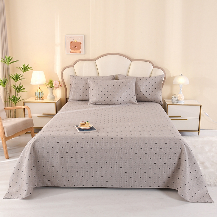 91家纺网 家纺一手货源 找家纺 2026新款细纱老粗布床单床笠凉席席子三件套 弯月浮光